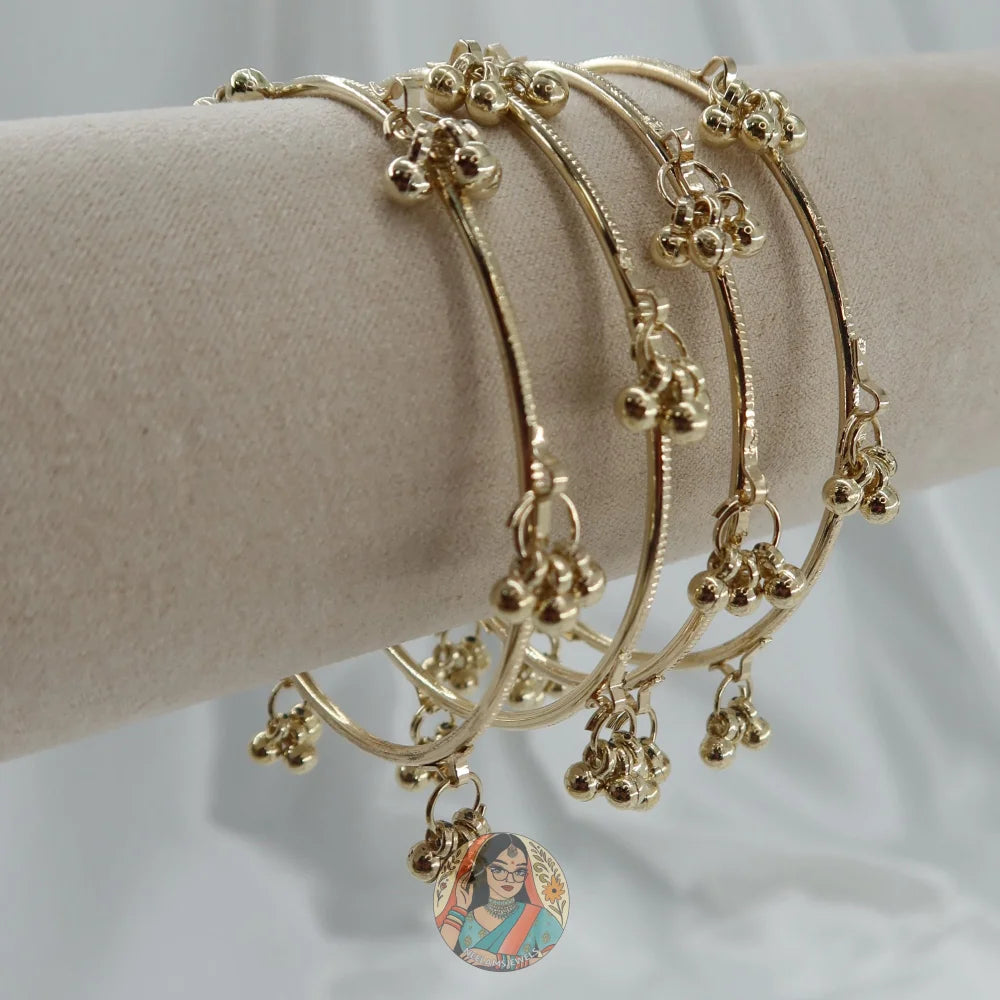 Golden Ghungroo Mini Bangle Set