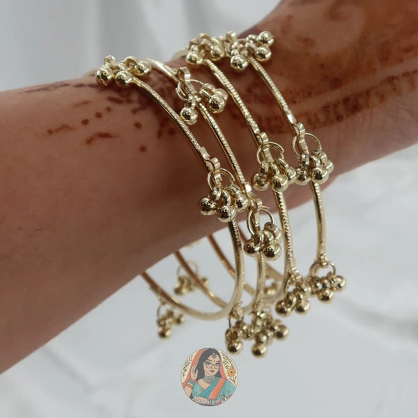 Golden Ghungroo Mini Bangle Set