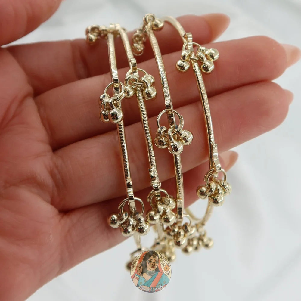 Golden Ghungroo Mini Bangle Set