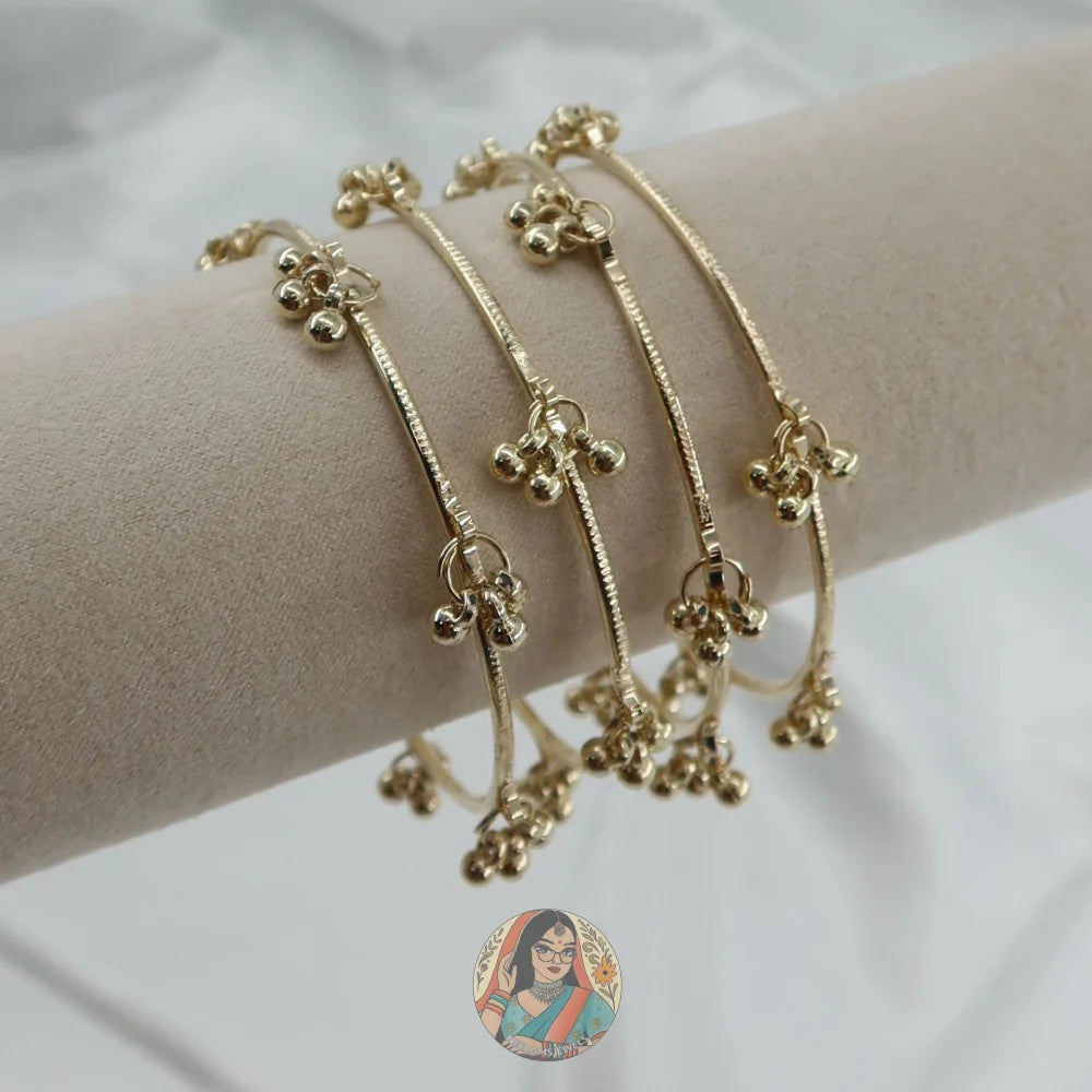 Golden Ghungroo Mini Bangle Set