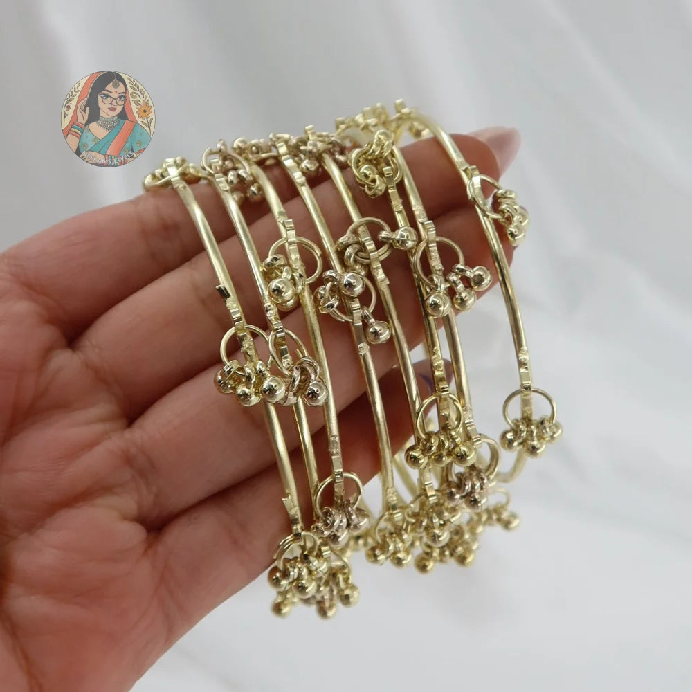 Golden Ghungroo Mini Bangle Set (8)