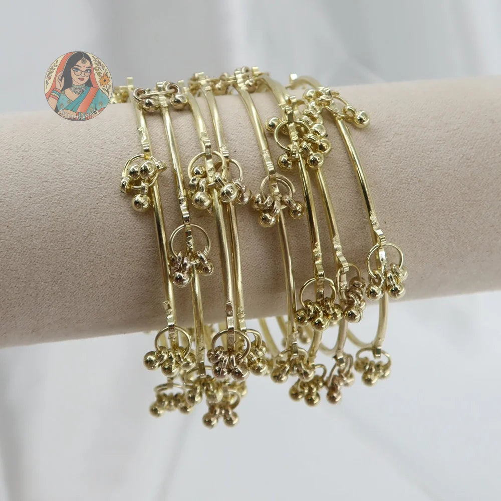 Golden Ghungroo Mini Bangle Set (8)