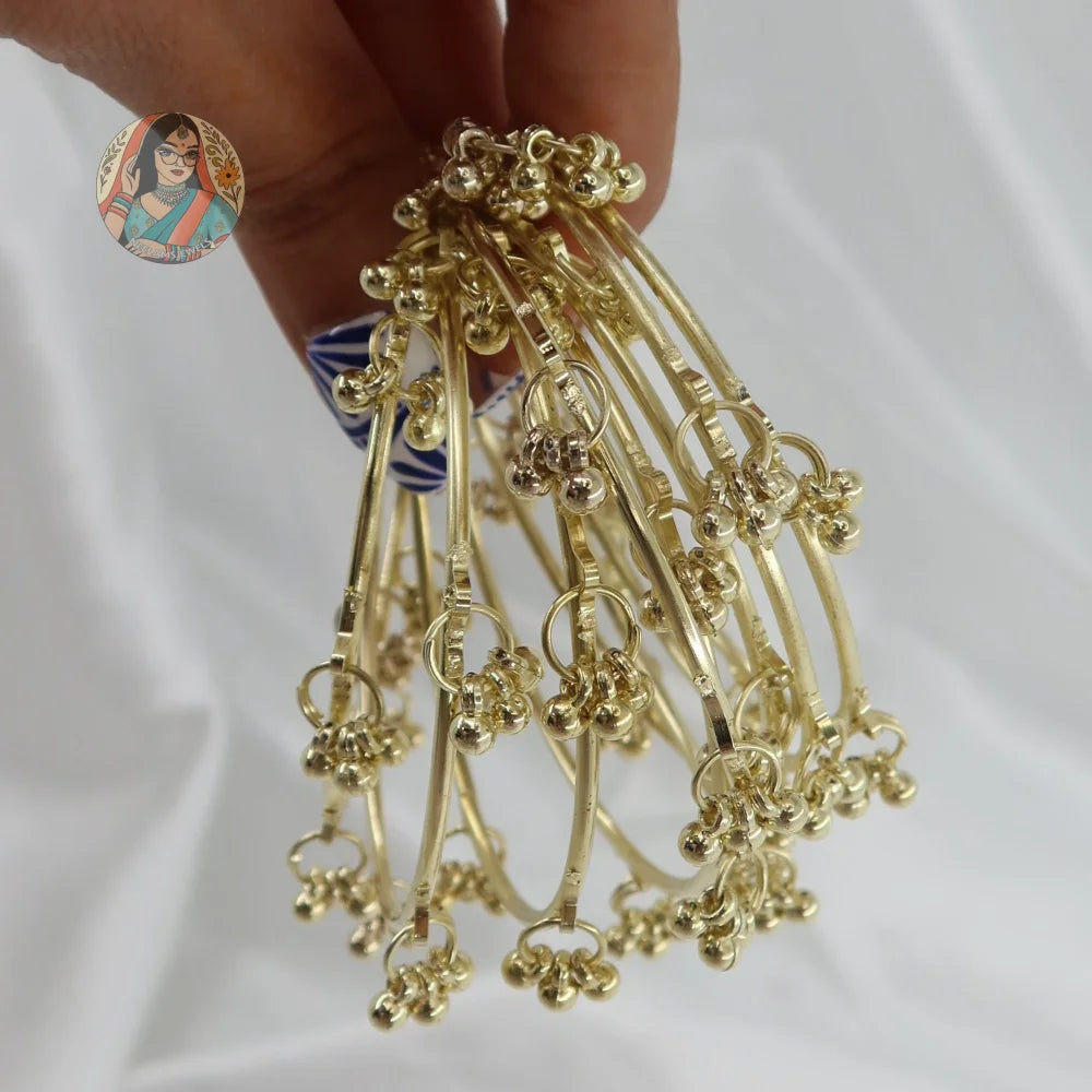 Golden Ghungroo Mini Bangle Set (8)