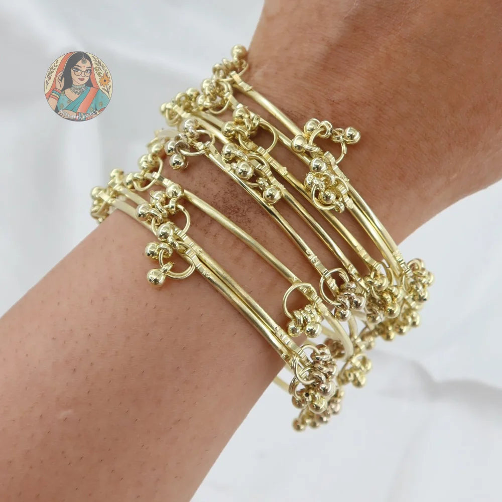 Golden Ghungroo Mini Bangle Set (8)