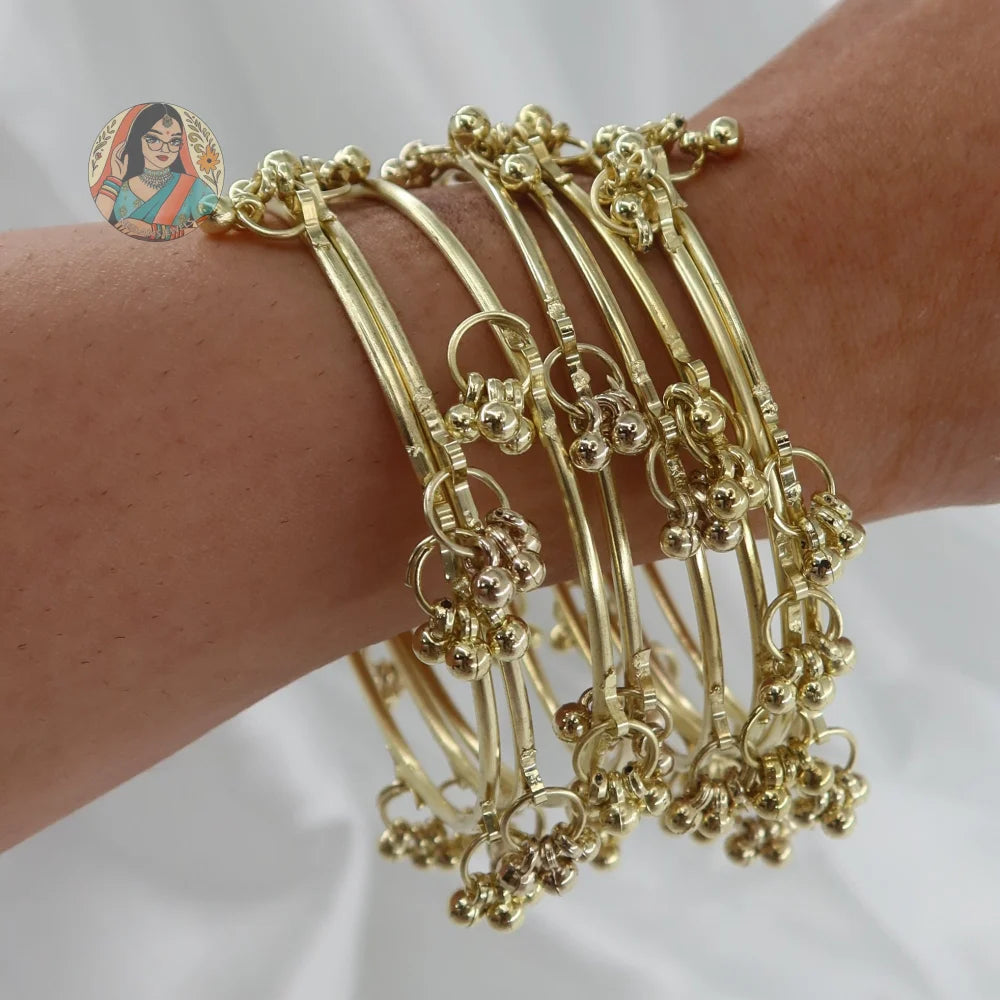 Golden Ghungroo Mini Bangle Set (8)