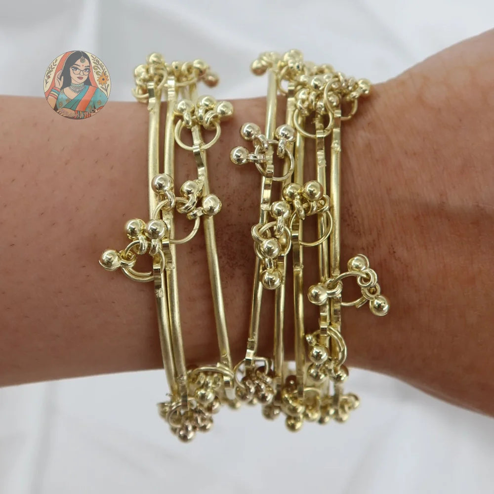Golden Ghungroo Mini Bangle Set (8)