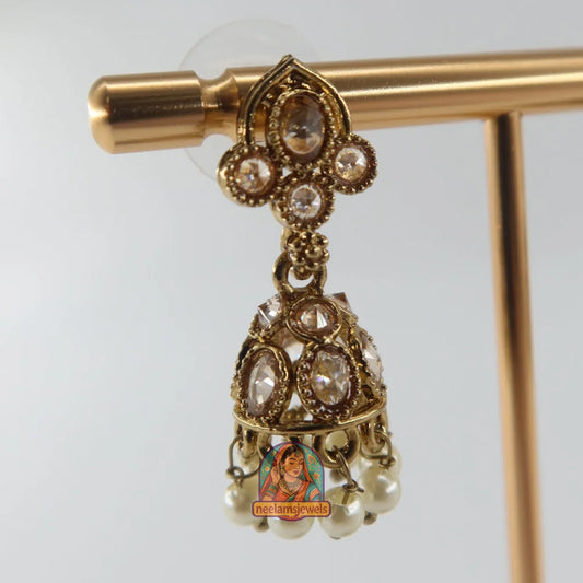 Golden Kundan Pearl Mini Jhumki