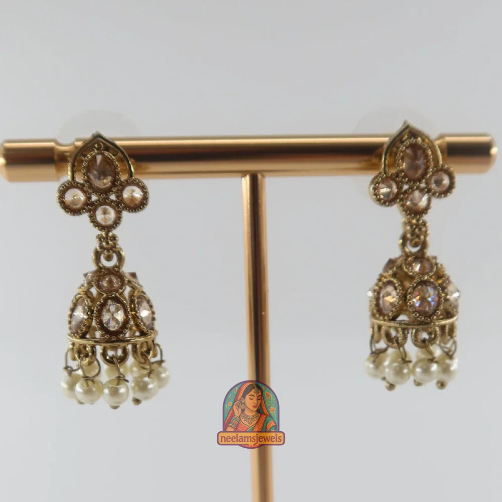 Golden Kundan Pearl Mini Jhumki