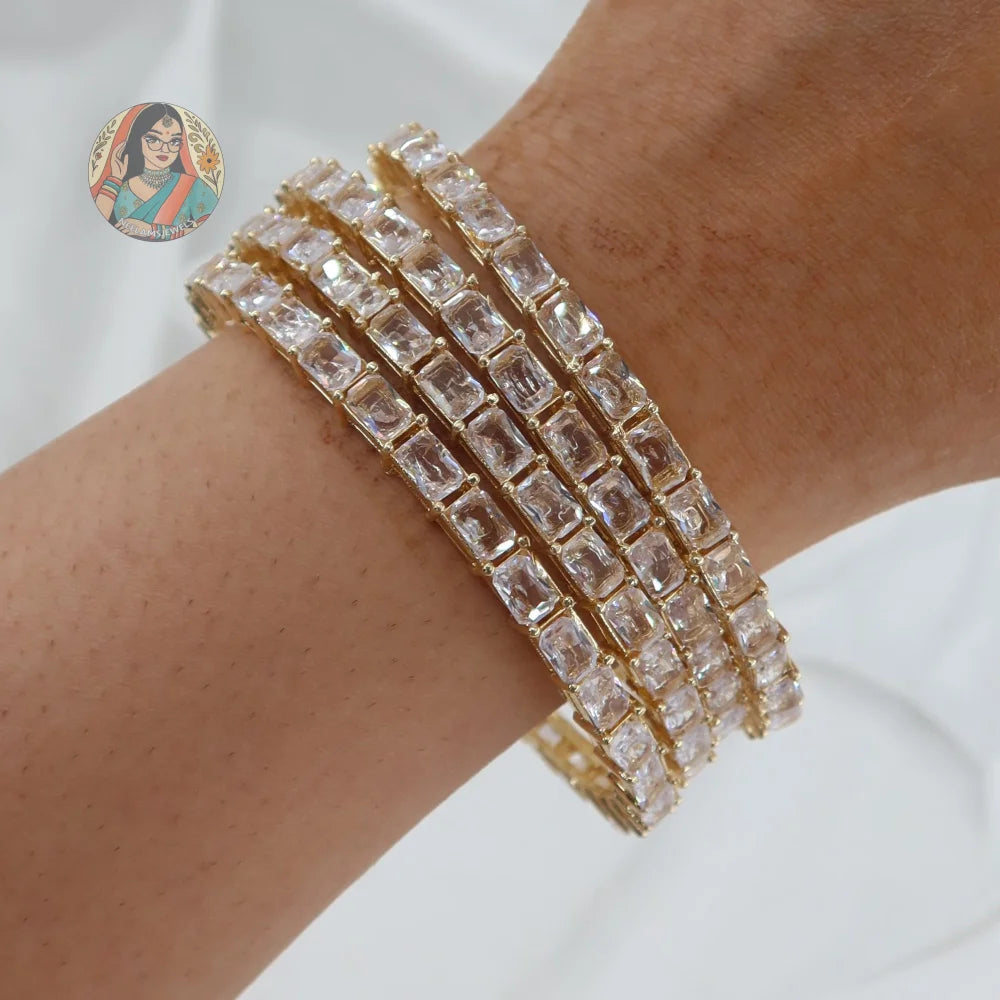 Golden Mini Tennis Bangle Set (4)