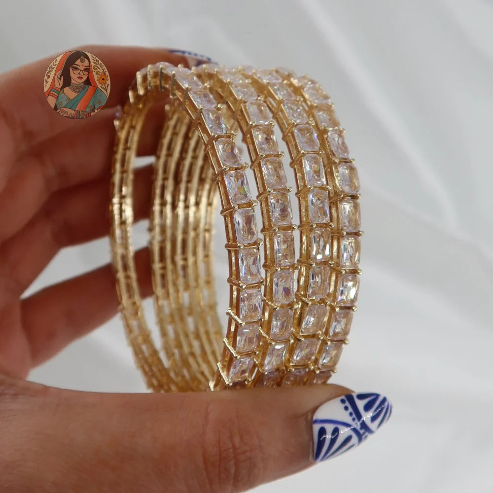 Golden Mini Tennis Bangle Set (4)