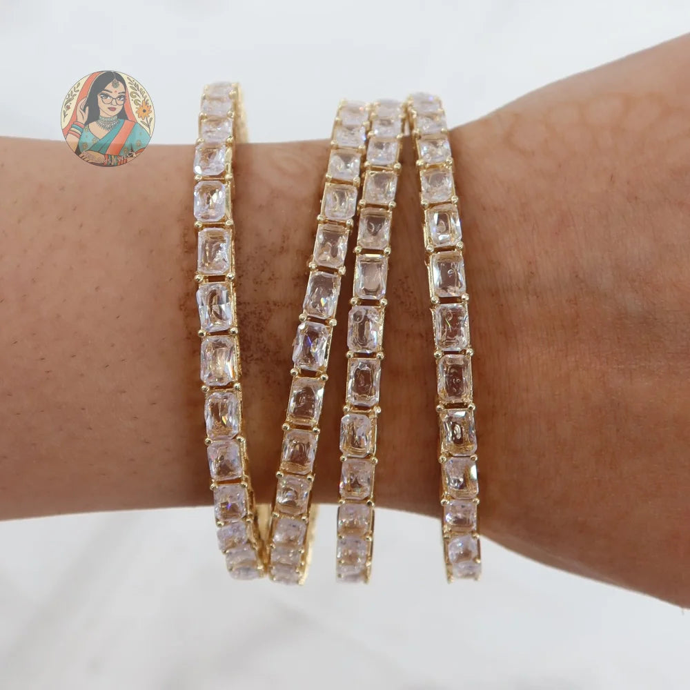Golden Mini Tennis Bangle Set (4)