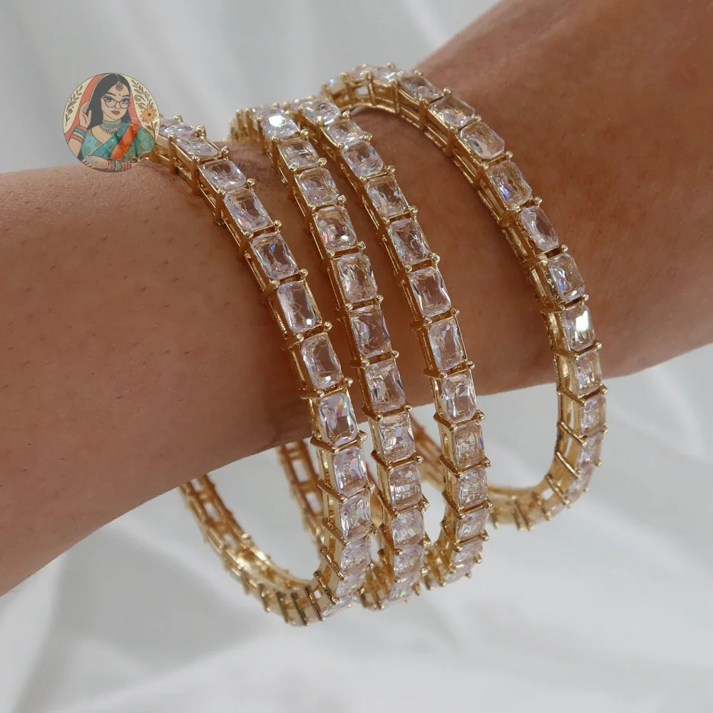 Golden Mini Tennis Bangle Set (4)