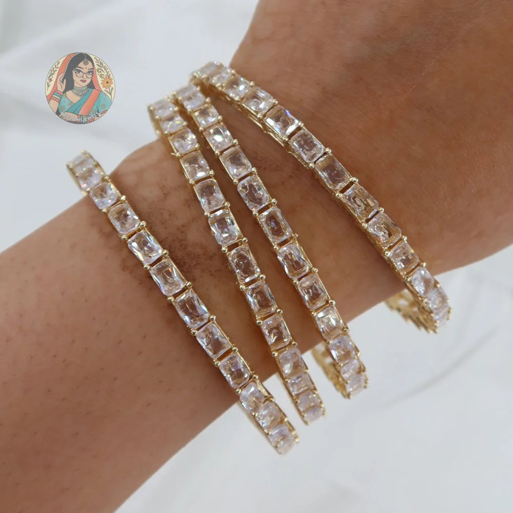 Golden Mini Tennis Bangle Set (4)