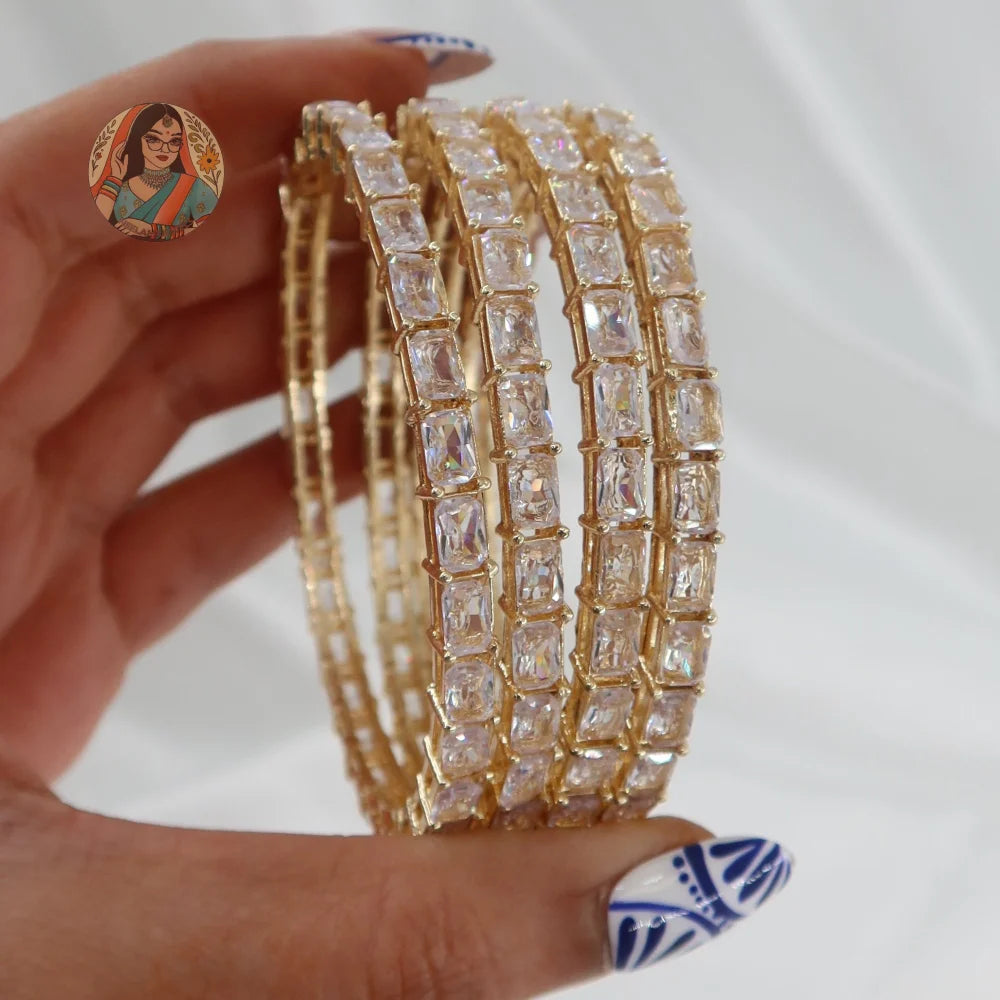 Golden Mini Tennis Bangle Set (4)