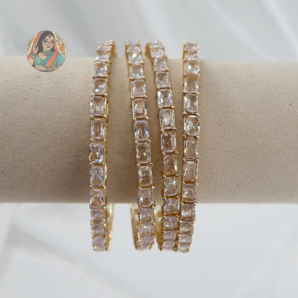 Golden Mini Tennis Bangle Set (4)