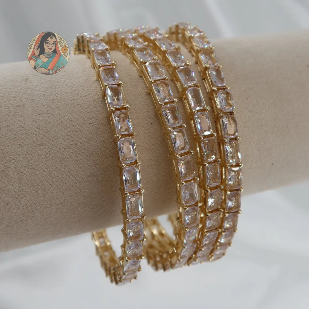 Golden Mini Tennis Bangle Set (4)