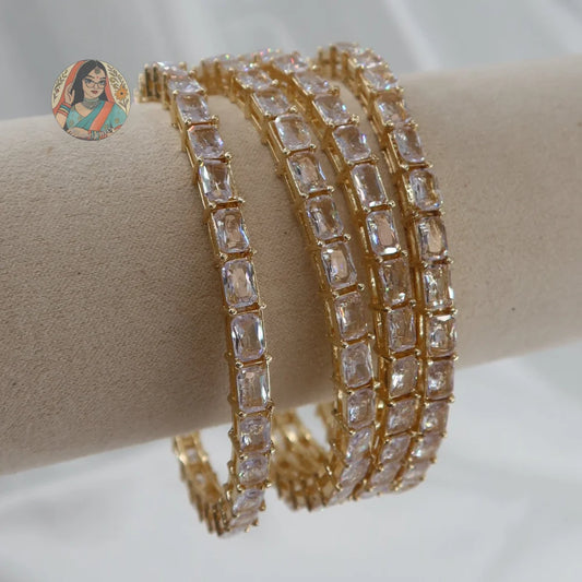 Golden Mini Tennis Bangle Set (4)