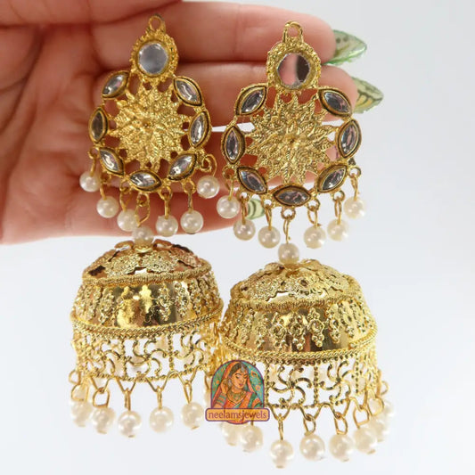 Golden Pearl Jhumka