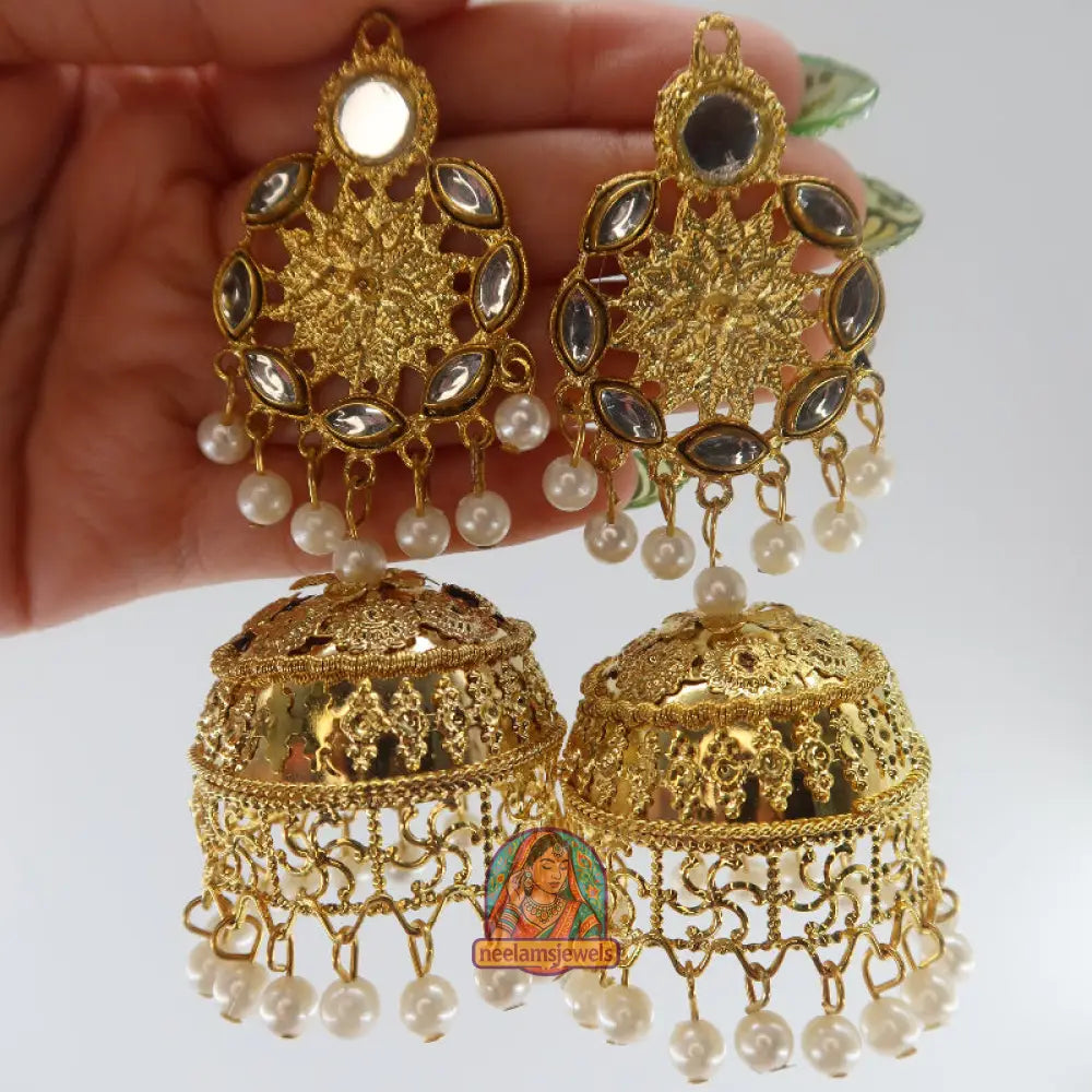 Golden Pearl Jhumka
