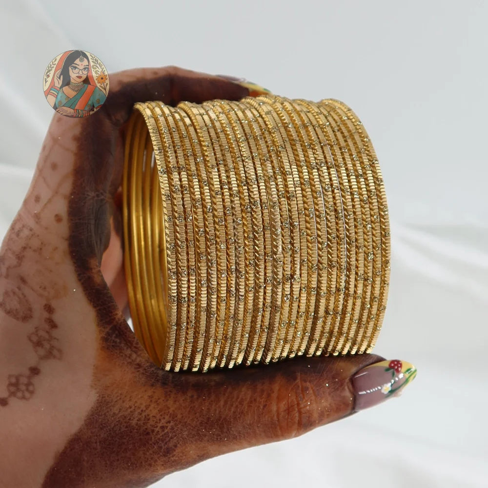 ’Golden’ Shiny Gold Dotted Bangle Set