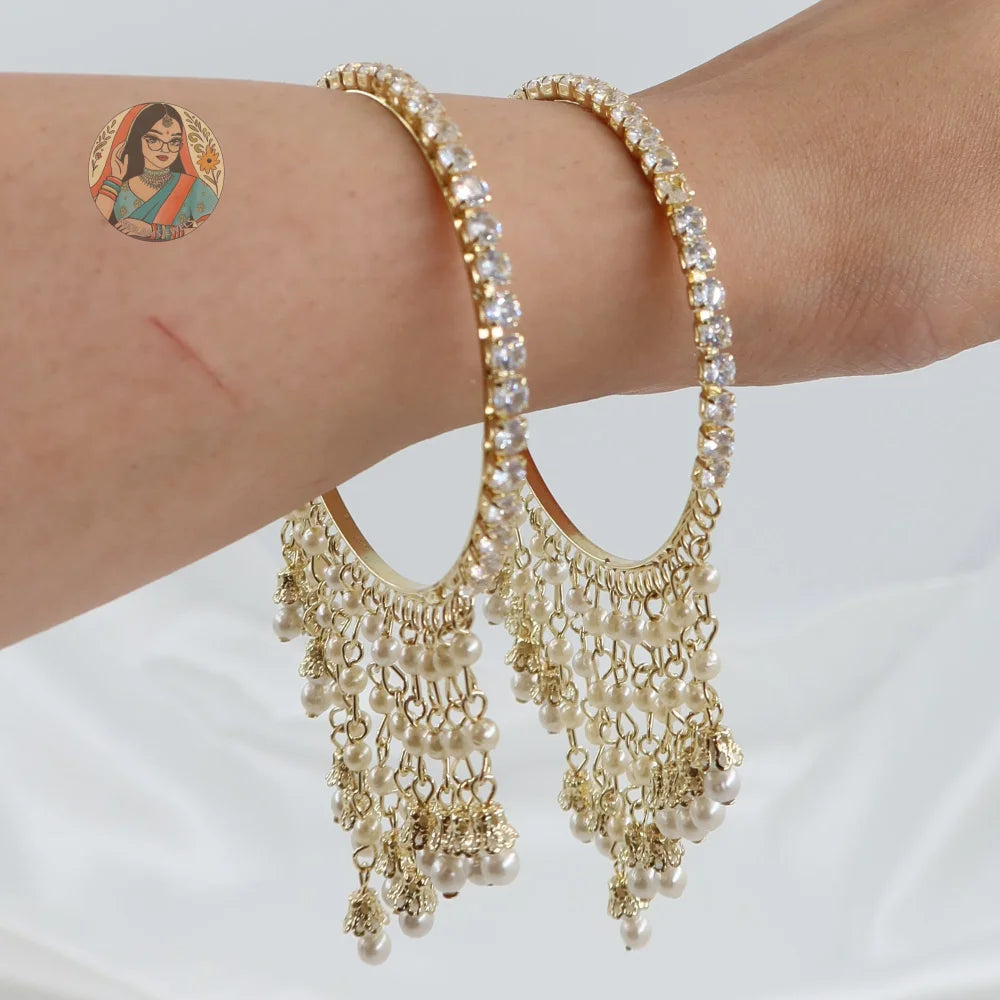 Golden Waterfall Pearl Bangles