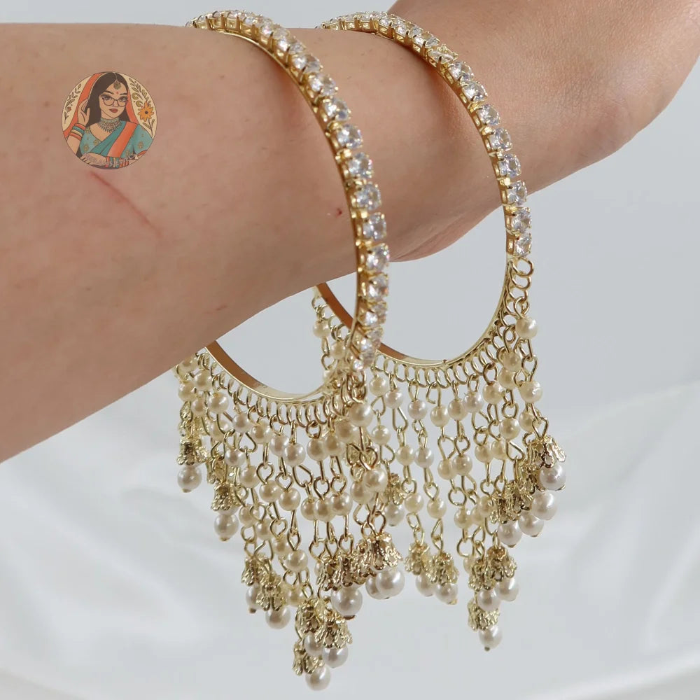 Golden Waterfall Pearl Bangles
