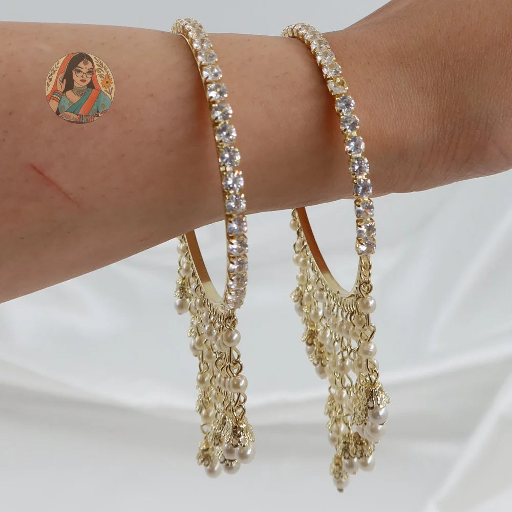 Golden Waterfall Pearl Bangles