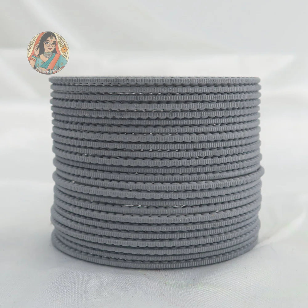 ’Grey’ Matte Textured Ridged Bangle Set