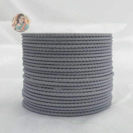 ’Grey’ Matte Textured Ridged Bangle Set