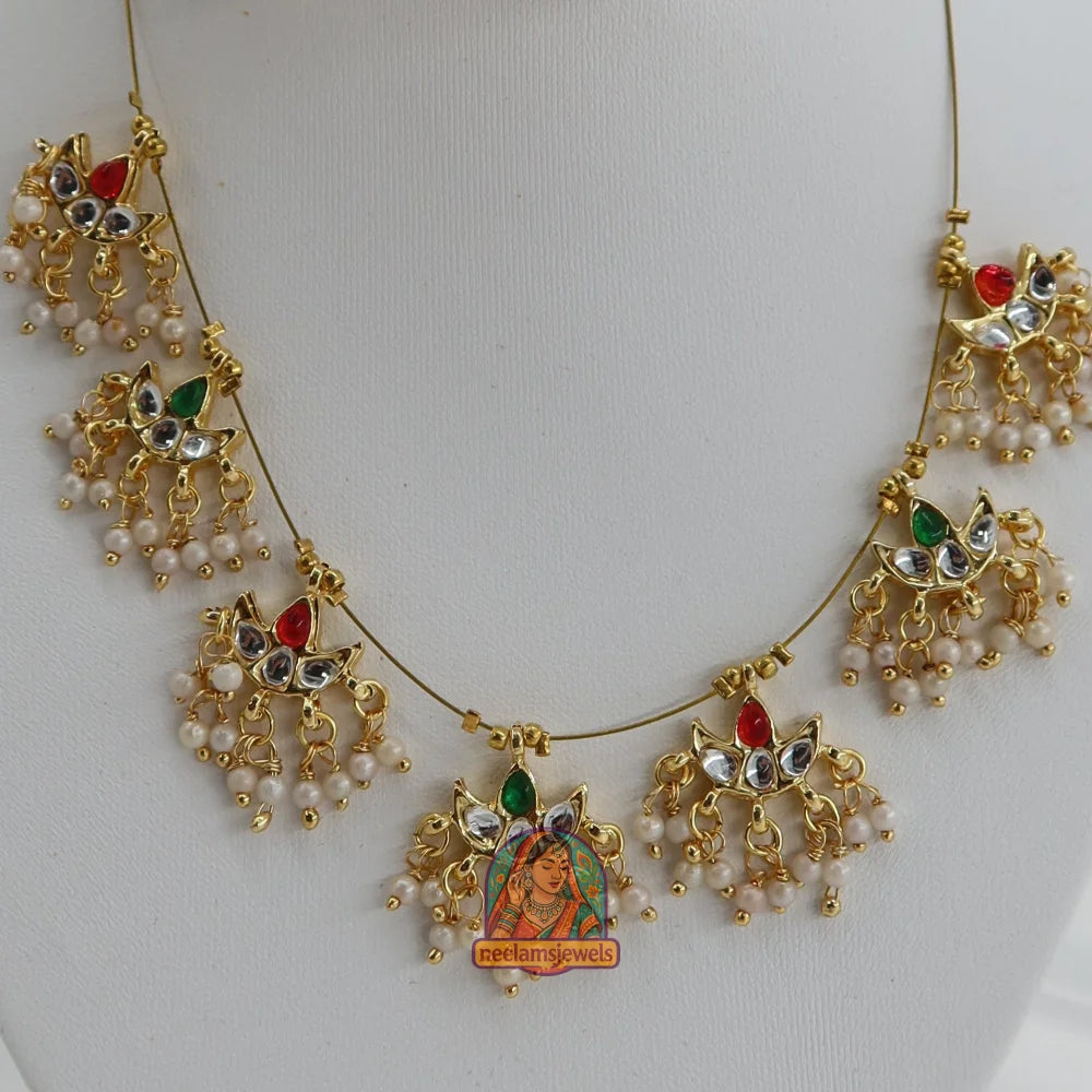 Gulaab Noor Invisible Necklace Set (Pink & Green)
