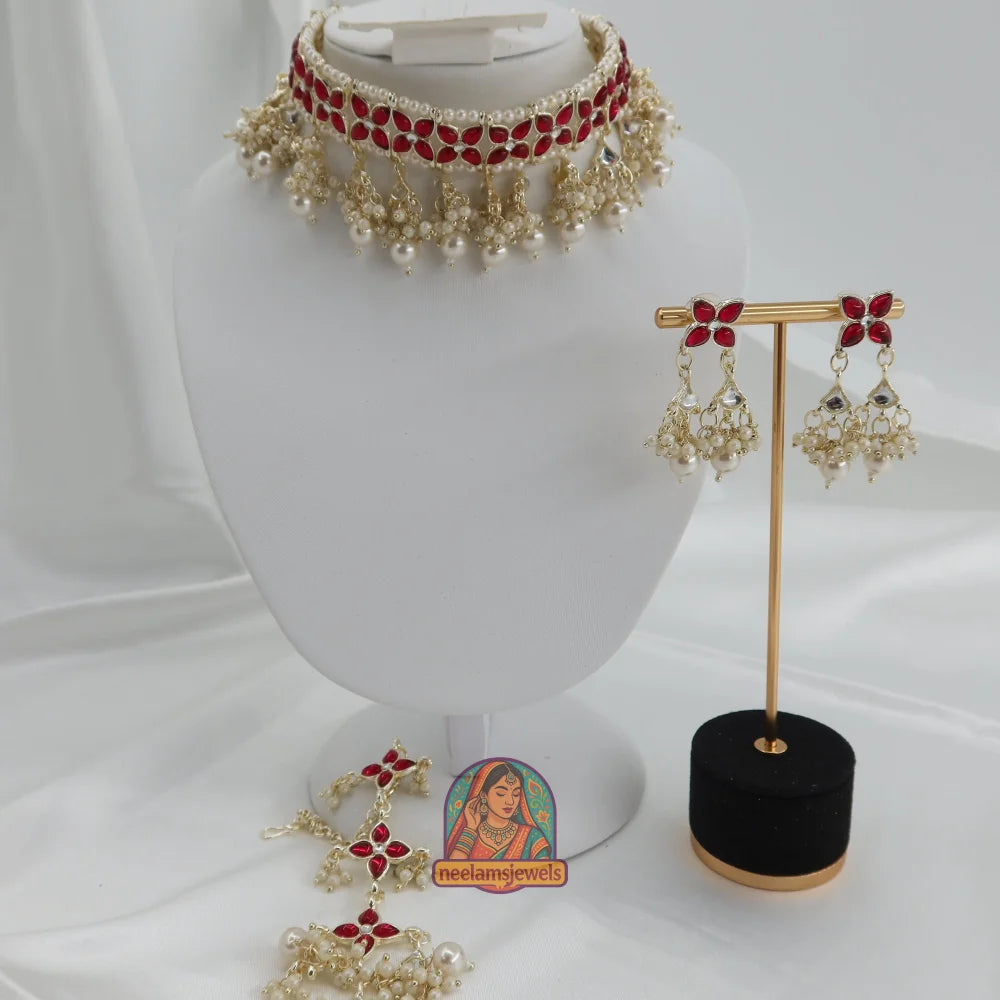 Gulbahaar Pearl Choker Set (Pink)