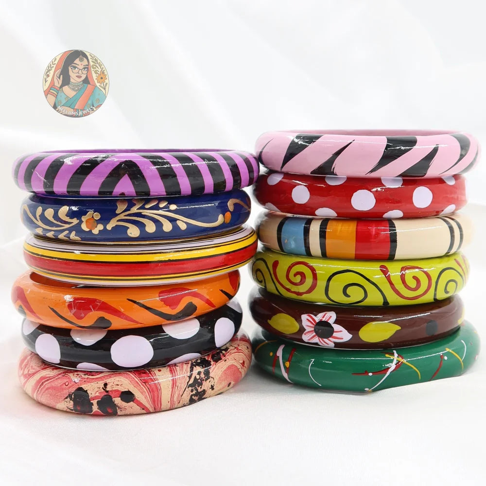 Hand-Painted Wooden Bangles
