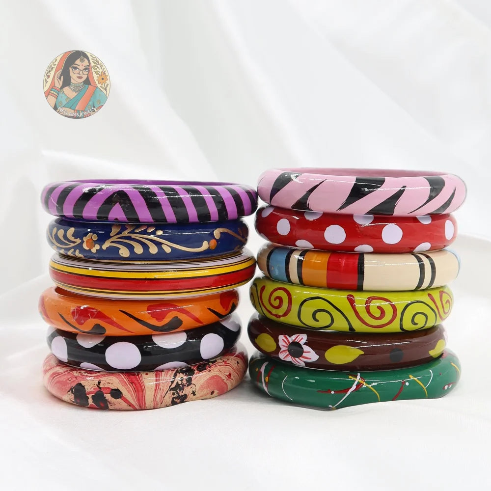 Hand-Painted Wooden Bangles