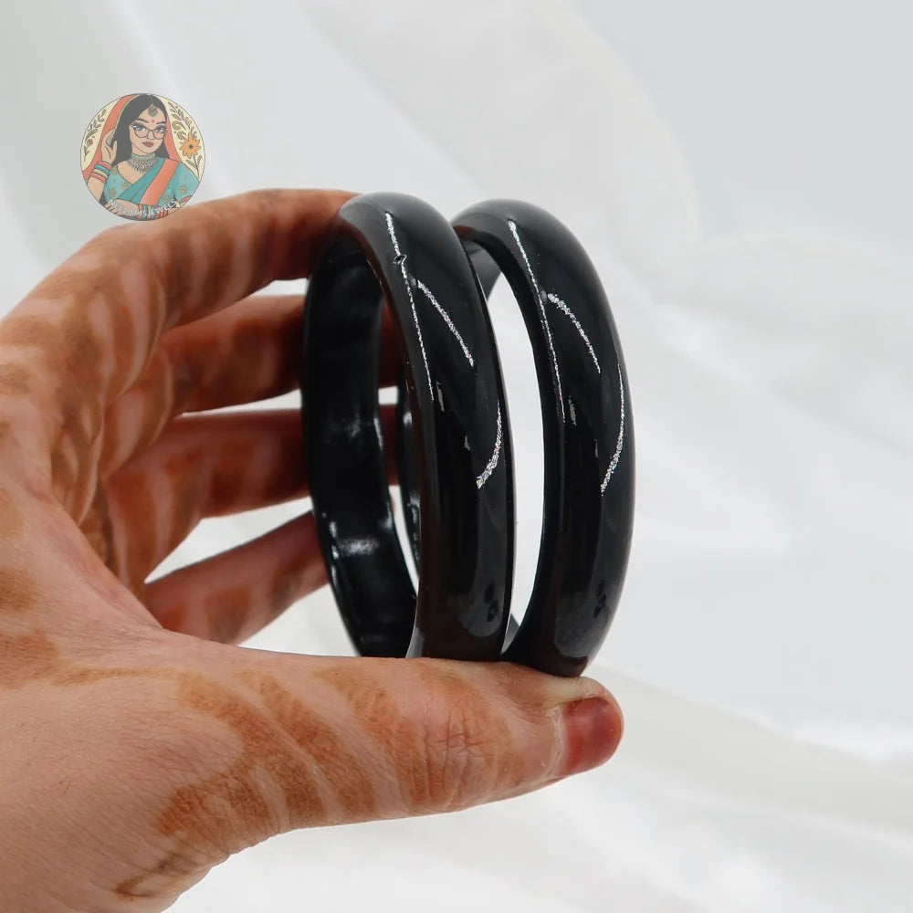 Hand-Painted Wooden Bangles - Black