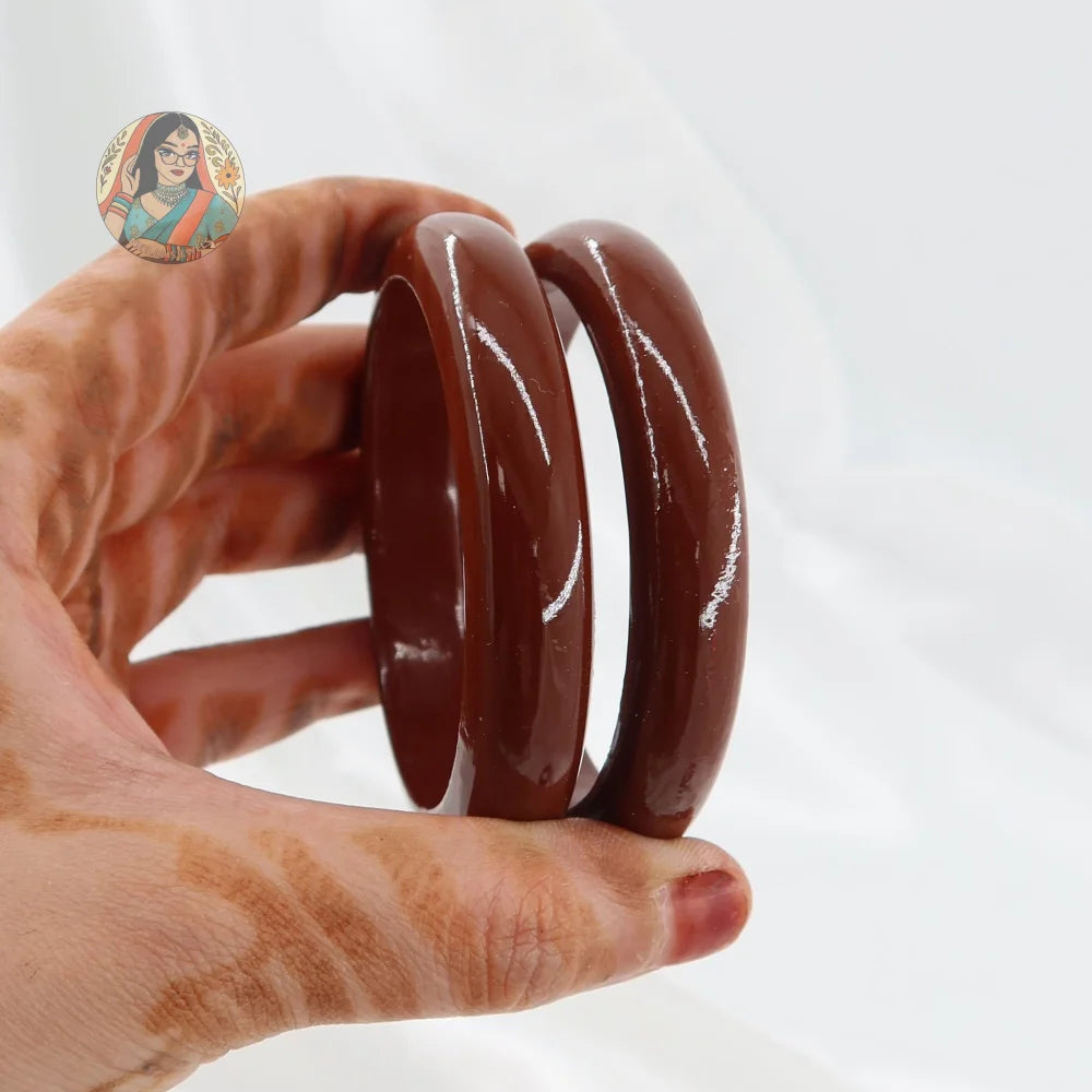 Hand-Painted Wooden Bangles - Brown
