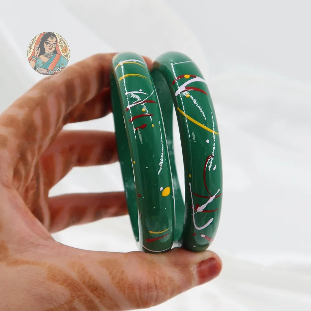 Hand-Painted Wooden Bangles - E