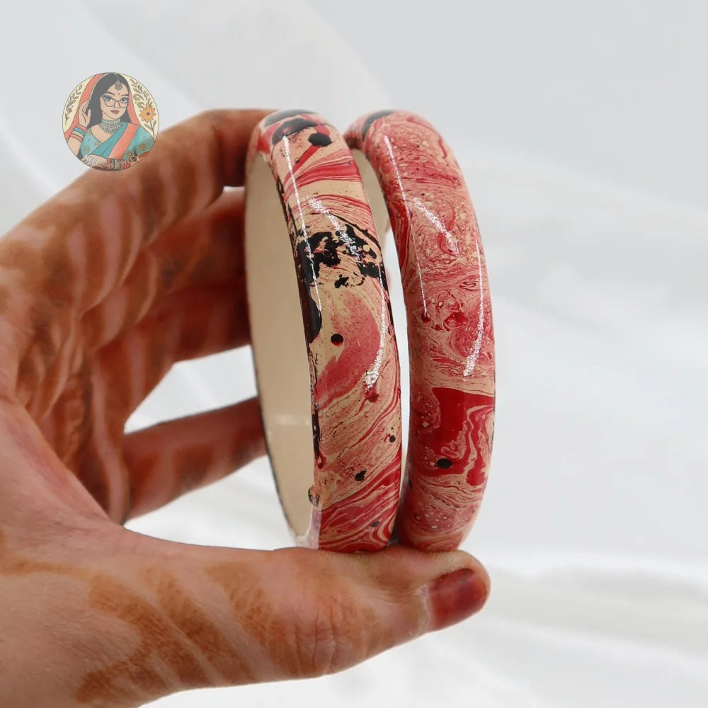 Hand-Painted Wooden Bangles - F