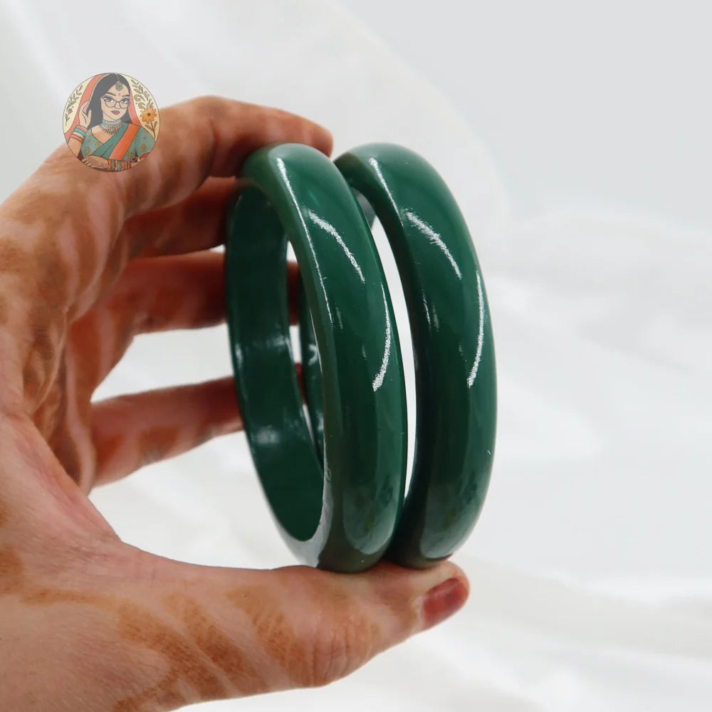 Hand-Painted Wooden Bangles - Green