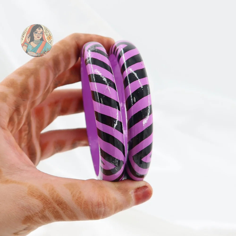 Hand-Painted Wooden Bangles - H