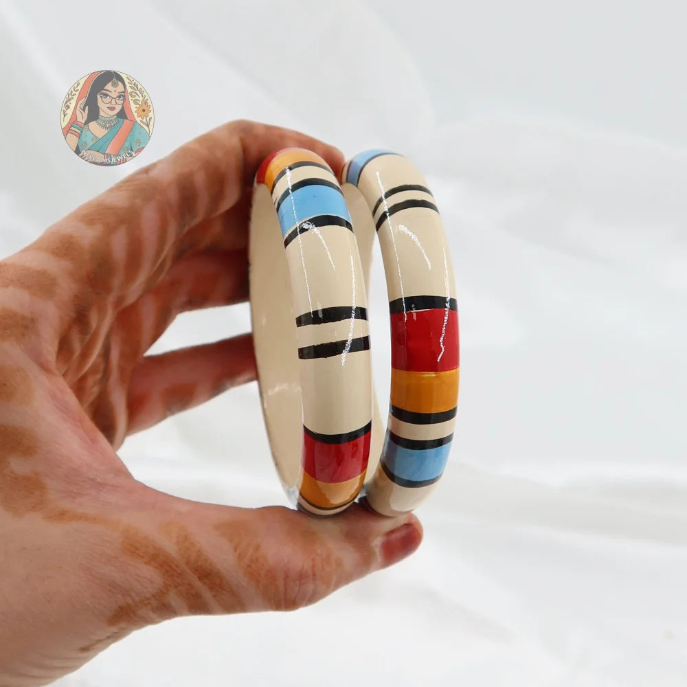 Hand-Painted Wooden Bangles - I
