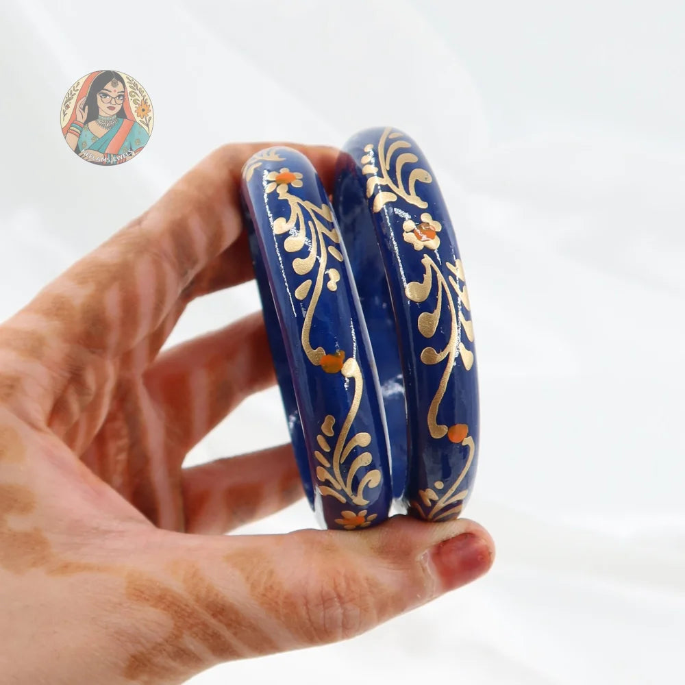 Hand-Painted Wooden Bangles - J