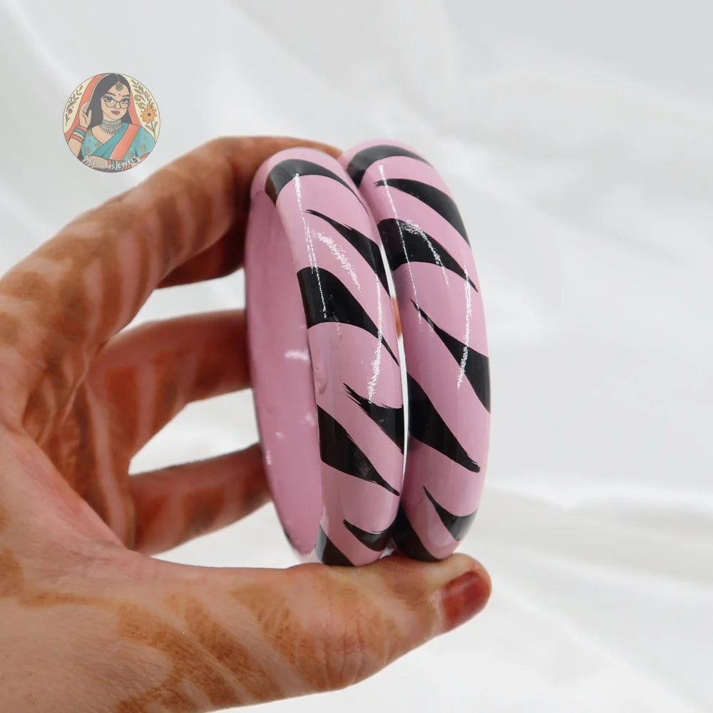 Hand-Painted Wooden Bangles - L