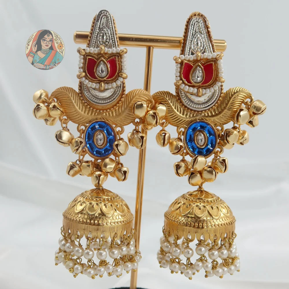 Hargun Kashmiri Gold Earrings - A