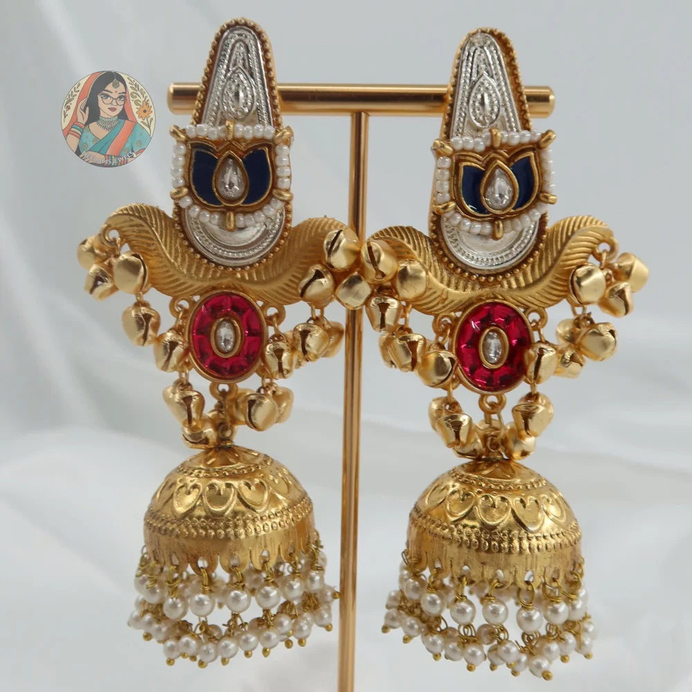 Hargun Kashmiri Gold Earrings - B