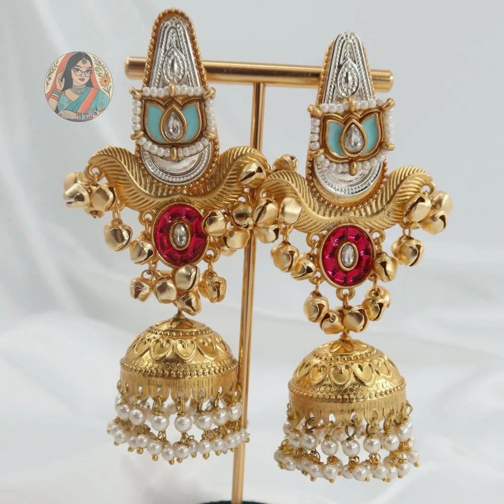 Hargun Kashmiri Gold Earrings - C