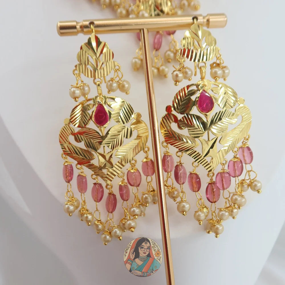 Harkirat Peepal Patti Necklace Set (Pink)