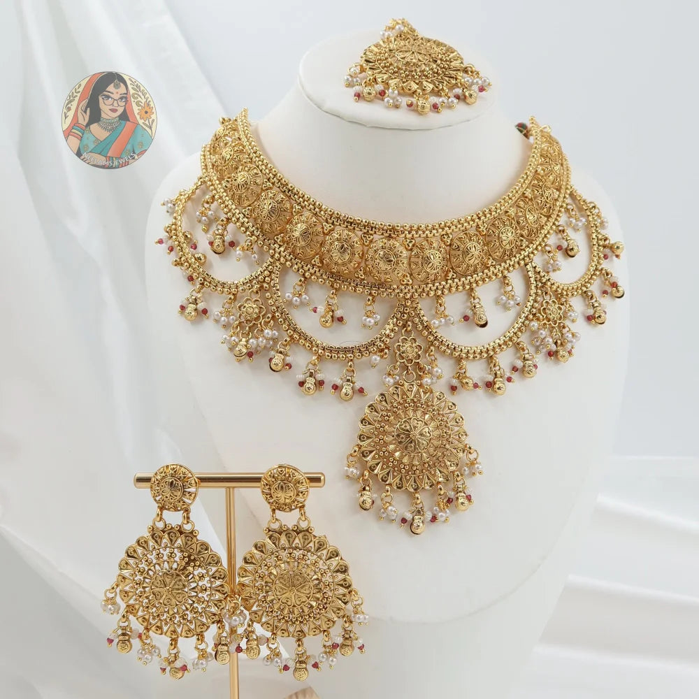 Harman Gold Necklace Set - Red