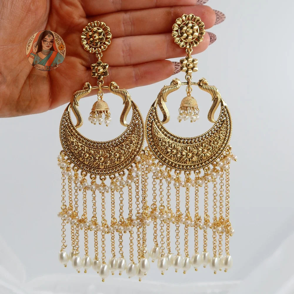 Harman Panjabi Style Earrings (Pearl) - Pearl