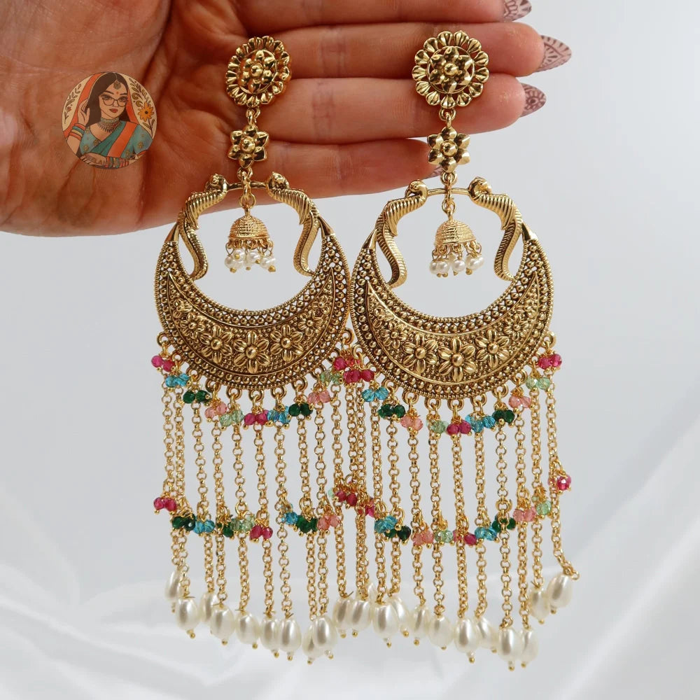 Harman Panjabi Style Earrings (Pearl) - Multi