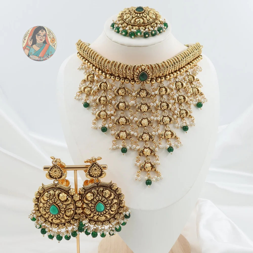 Harpreet Gold Waterfall Necklace Set
